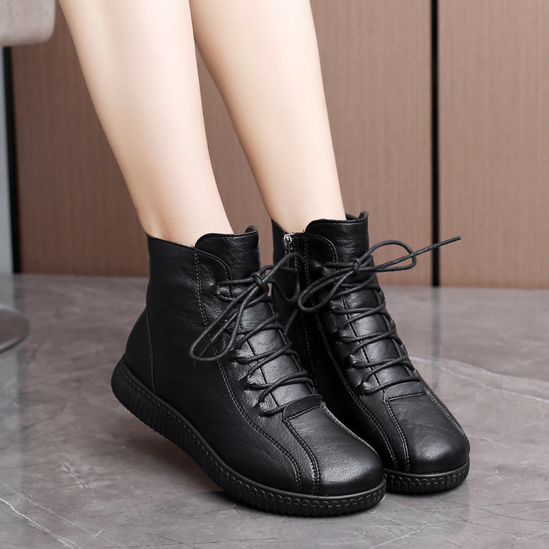 冬季加绒保暖短靴妈妈棉鞋女士平底舒适防滑中老年加厚侧拉炼皮鞋,女鞋,棉鞋,淘宝优惠券,粉丝福利购,淘宝优惠卷