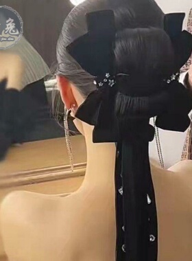 黑天鹅新娘头饰丝绒蝴蝶发夹发带