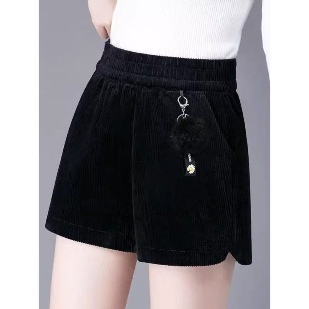 加绒加厚短裤女秋冬季新款外穿松紧高腰大码显瘦百搭阔腿靴裤气质,女装/女士精品,大码裤装,淘宝优惠券,粉丝福利购,淘宝优惠卷