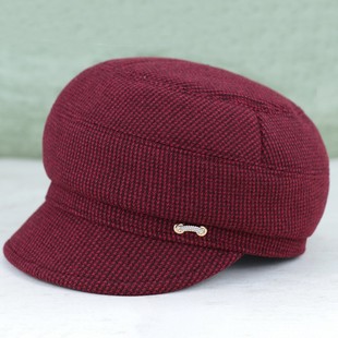 帽子女秋冬天中老年人妈妈鸭舌帽加厚毛呢老人奶奶保暖老太太棉帽