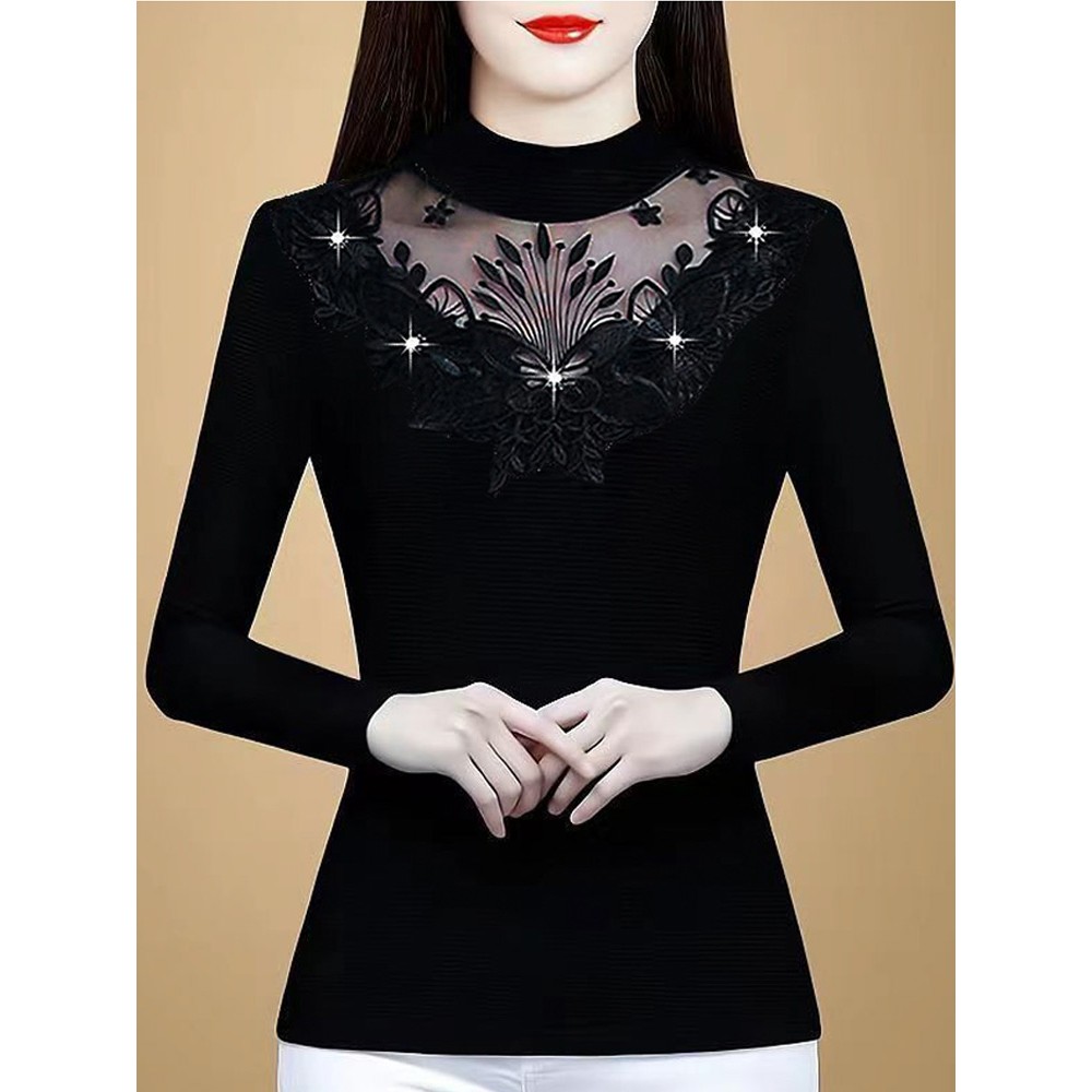 蕾丝打底衫女长袖2025秋冬