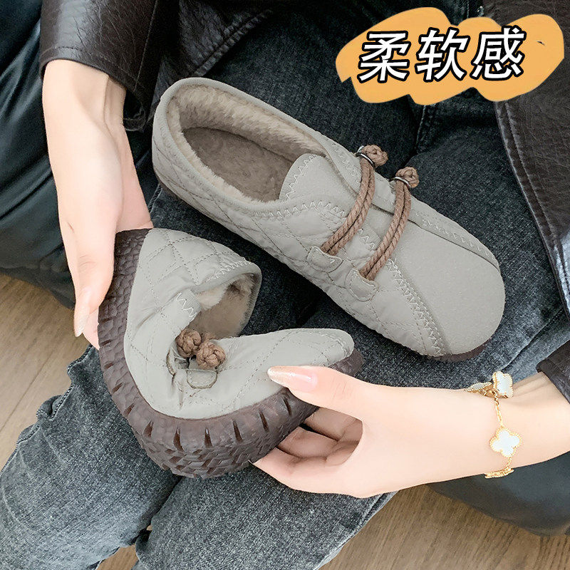 2026秋冬季新款豆豆鞋中老年妈妈鞋舒适牛筋软底防滑一脚蹬女棉鞋,女鞋,勃肯鞋/软木鞋,淘宝优惠券,粉丝福利购,淘宝优惠卷