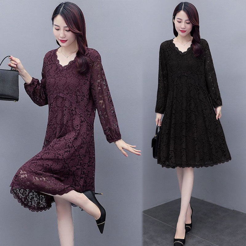 蕾丝连衣裙2026春夏秋新款中长裙大码女装200斤遮肉显瘦气质裙子,女装/女士精品,大码半身裙,淘宝优惠券,粉丝福利购,淘宝优惠卷