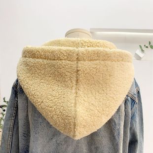 可拆卸纽扣羽绒服帽加厚加大新款 可拆卸单买假领子连帽羊羔绒帽子