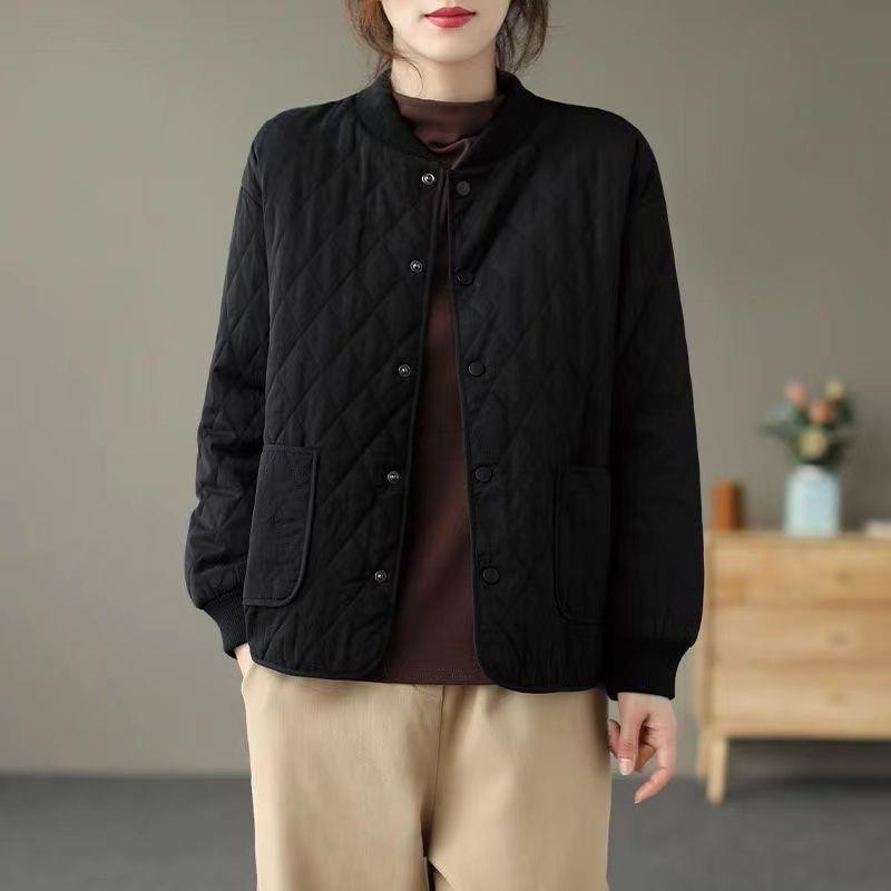 菱格夹棉轻薄宽松洋气外套中老年