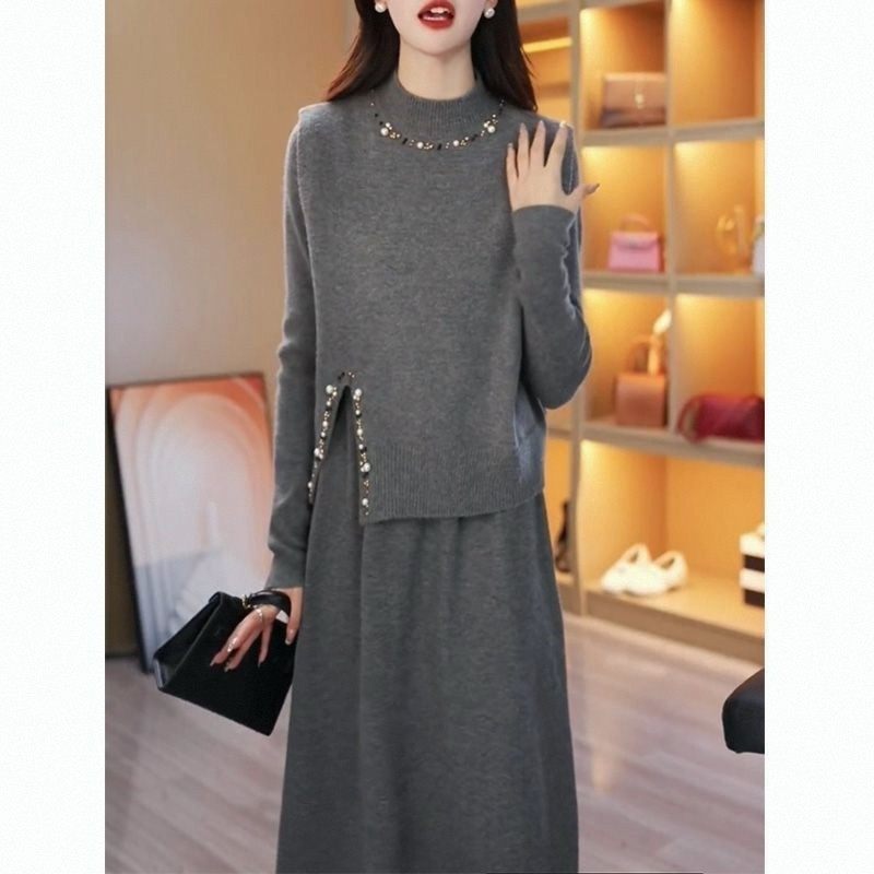 钉珠开叉马甲洋装女装气质时尚高级感显瘦针织两件套新款裙子女装,女装/女士精品,大码半身裙,淘宝优惠券,粉丝福利购,淘宝优惠卷