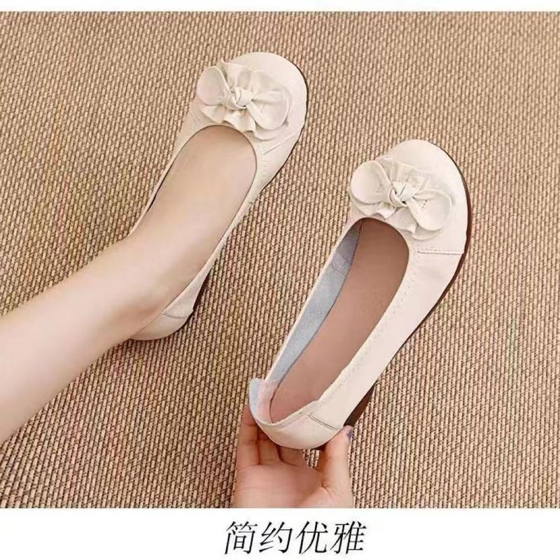 百搭时尚舒适透气软皮软底豆豆鞋