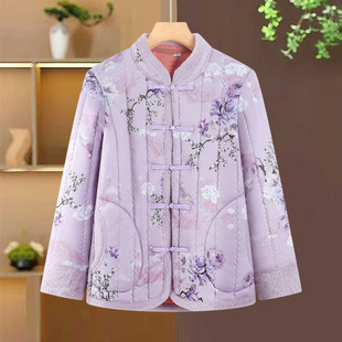 新中式 外套花棉袄女中老年加绒加厚驼绒棉衣农村妇女 衣服妈妈冬装