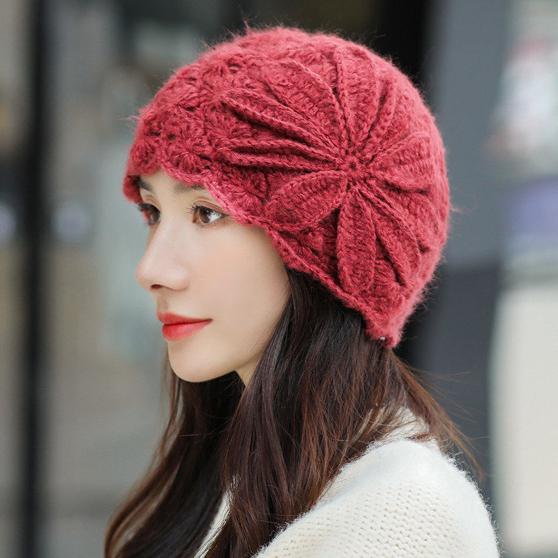 手工大花朵包头帽秋冬新款时尚女帽经典气质女人味十足复古优雅帽