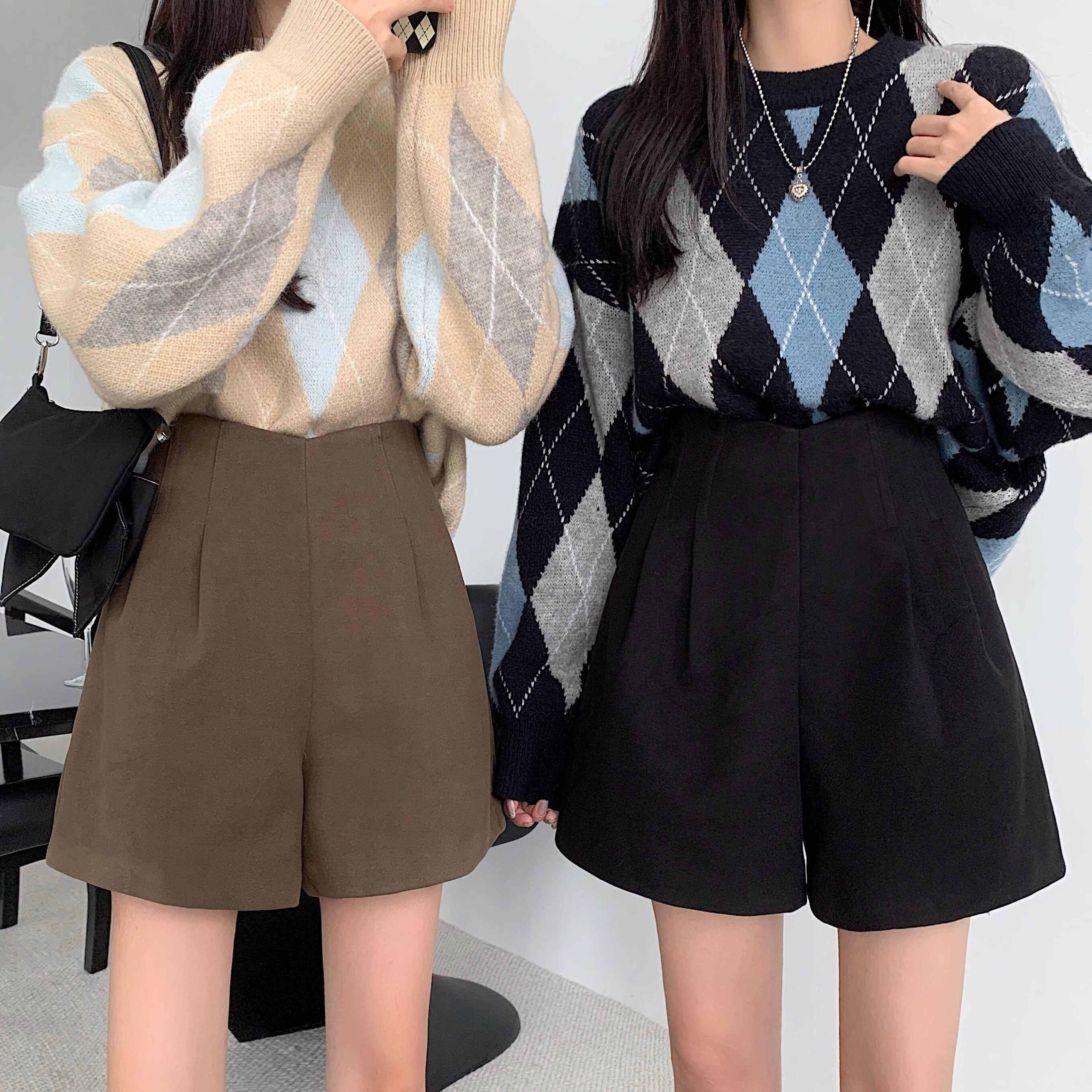 黑色毛呢短裤女秋冬小个子高腰阔腿裤2026新款冬季外穿休闲靴裤子,女装/女士精品,大码裤装,淘宝优惠券,粉丝福利购,淘宝优惠卷