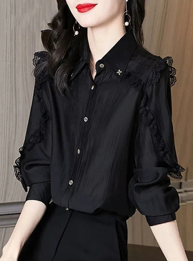 2025年春季洋气时尚打底衫遮肚显瘦女装大码加绒衬衫宽松时尚上衣