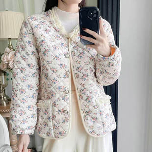 羊羔绒宽松大码 加厚棉袄保暖棉衣外套 碎花羽绒棉服女2025秋冬新款