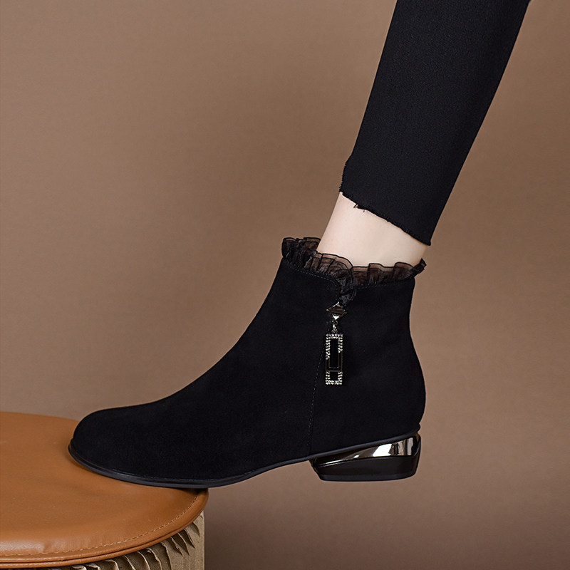 小短靴真皮圆头磨砂软皮2025年新款及踝靴子女秋冬加绒软底妈妈鞋,女鞋,勃肯鞋/软木鞋,淘宝优惠券,粉丝福利购,淘宝优惠卷