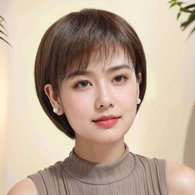 假发波波头可齐可斜刘海短发真人发丝整顶发套自然服贴透气假发帽,服饰配件/皮带/帽子/围巾,帽子,淘宝优惠券,粉丝福利购,淘宝优惠卷