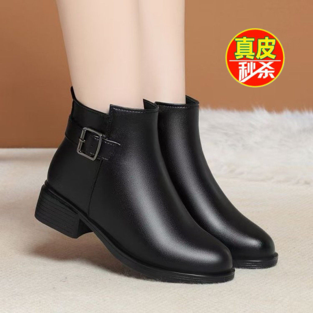 2026新款真皮切尔西靴秋冬加绒保暖短靴中年妈妈鞋高跟时装靴勃肯,女鞋,勃肯鞋/软木鞋,淘宝优惠券,粉丝福利购,淘宝优惠卷