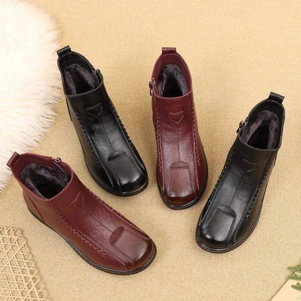 中老年加绒短靴妈妈棉鞋中年平底防滑耐磨底冬季女鞋老人保暖皮鞋,女鞋,勃肯鞋/软木鞋,淘宝优惠券,粉丝福利购,淘宝优惠卷