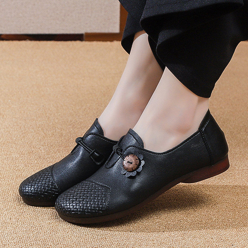 真皮妈妈鞋软底舒适中老年牛筋底女鞋26春秋单鞋防滑平底圆头皮鞋,女鞋,勃肯鞋/软木鞋,淘宝优惠券,粉丝福利购,淘宝优惠卷