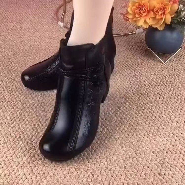 毛毛时装棉靴真皮马丁靴女2026秋冬新款复古短靴粗跟中老年妈妈鞋,女鞋,时装靴,淘宝优惠券,粉丝福利购,淘宝优惠卷