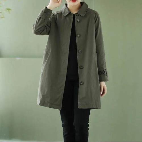 洗水棉风衣女中长款春装韩版大码