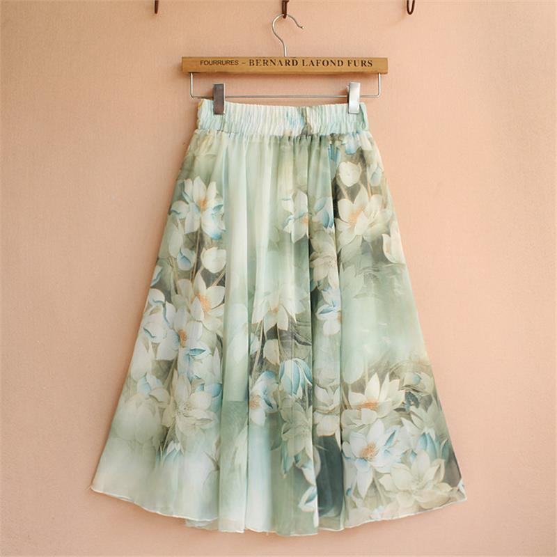 洋气花色雪纺半身裙女2025夏季新款修身显瘦遮肚舒适轻便透气短裙