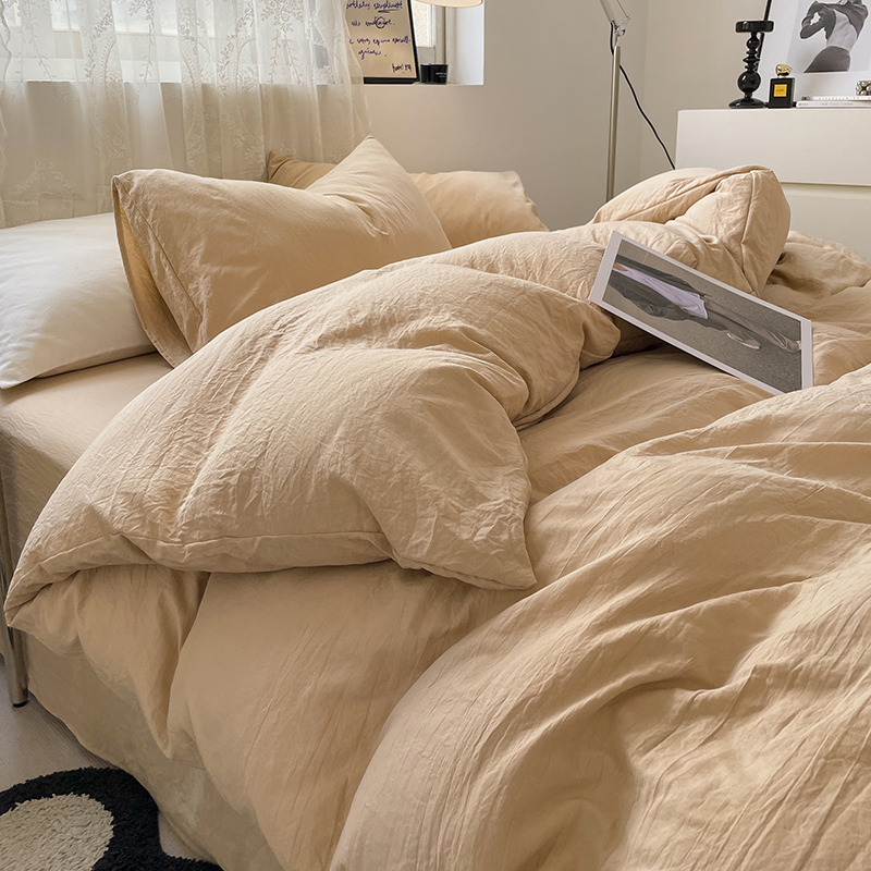 日式简约软糯纯色四件套