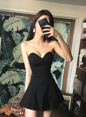 韩版名媛抹胸小礼服修身夜店夜场酒吧抹胸公主短裙连衣裙