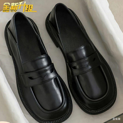 大码女鞋宽脚41一43猪腰子真软皮英伦风小皮鞋女胖mm日系jk单鞋