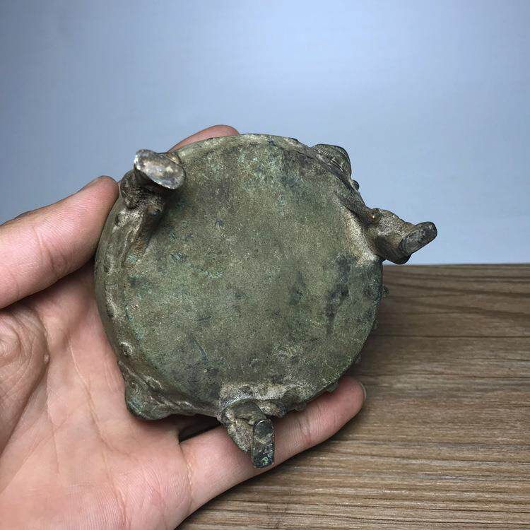 纯铜三脚猴子熏香炉古玩杂项佛具香具摆设品仿古大明宣德年制
