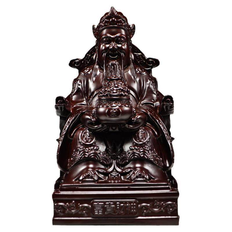 黑檀木雕财神爷摆件文财神家用客厅公室店铺开业礼品实木工艺品