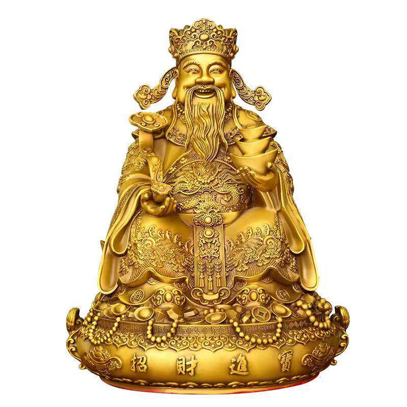 纯铜财神爷摆件文财神比干范蠡神像元宝聚宝盆家用开业工艺礼品