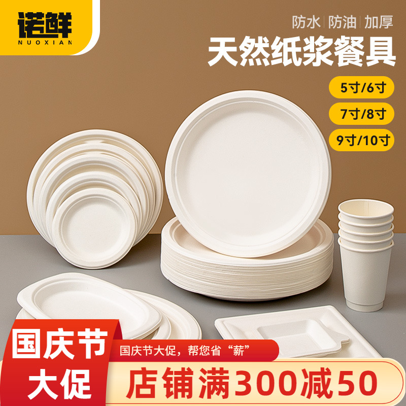 一次性餐盘纸盘碟子白色加厚碗筷