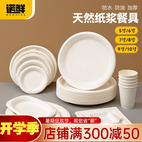 一次性餐盘纸盘碟子白色加厚碗筷