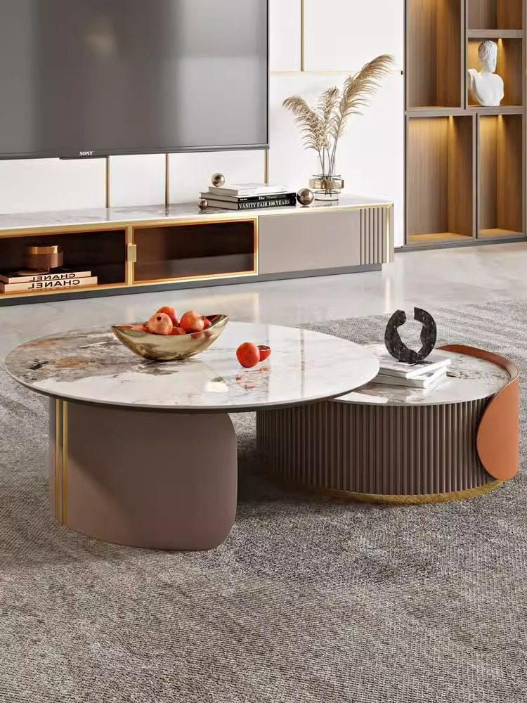 轻奢岩板潘多拉茶几大小圆形客厅家用现代简约电视机柜茶桌组合,住宅家具,茶几,淘宝优惠券,粉丝福利购,淘宝优惠卷