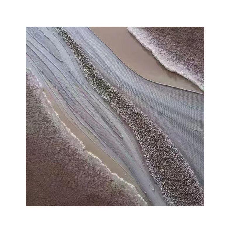 手绘油画侘寂风餐厅客厅装饰画抽象沙滩海浪立体肌理画正方形成品