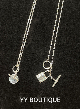 锁头项链圆盘OT扣纯银个性冷淡风