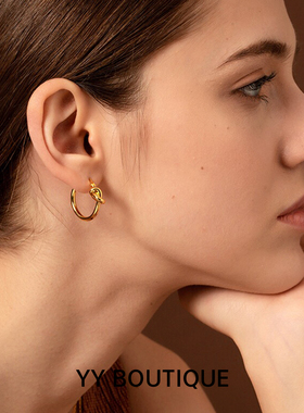 打结圆圈满钻耳环 刘雯明星同款 万年经典不过时 法式镀真金