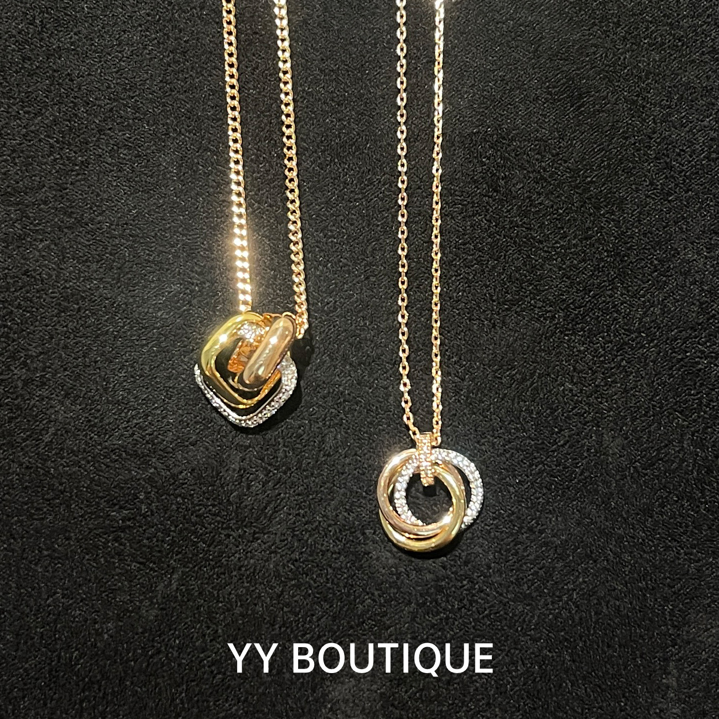 YYBOUTIQUE 三色项链三环项链经典简约吊坠优雅金色环形简约时尚
