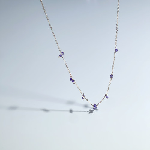 天然紫水晶14k黄金女不掉色项链