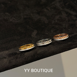 YYBOUTIQUE 好运转运罗缎直纹缎带戒指素戒情侣男女排钻对戒18k