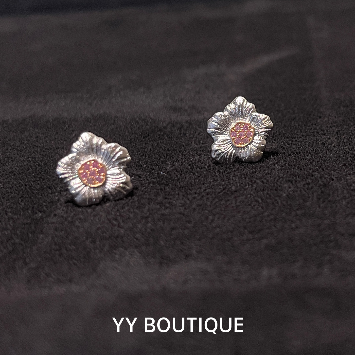 YYBOUTIQUE 栀子花耳钉粉色粉钻高级感小众时尚精致气质925纯银,饰品/流行首饰/时尚饰品新,耳钉,淘宝优惠券,粉丝福利购,淘宝优惠卷