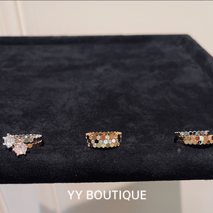 YYBOUTIQUE 蜂窝戒指小众设计高级感精致18k白金叠戴冷淡风18k金