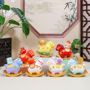 小马福福之福来启运盲盒创意可爱生肖马年摆件办公室桌面装饰盲盒
