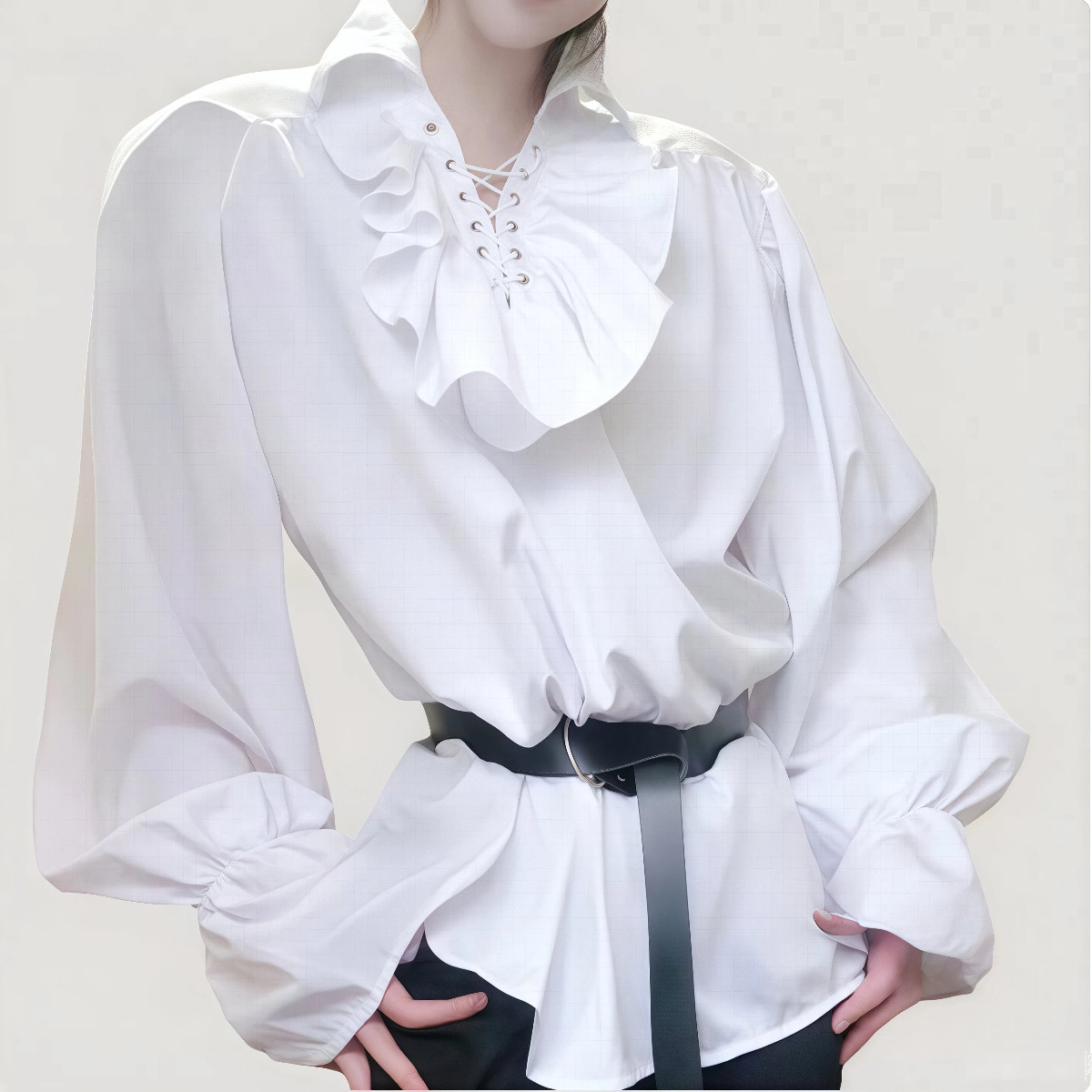 万圣节吸血鬼衬衫中世纪宫廷荷叶领 格里菲斯cosplay服男女装 - 实物图
