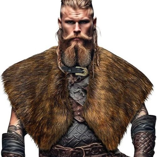 男女同款维京毛皮披肩中世纪人造毛皮斗篷肩文艺复兴角色扮演服装