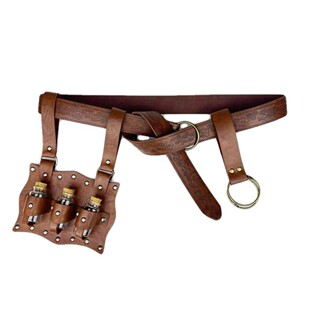 中世纪炼金术PU皮 奇幻腰带环扣 3个软木药水瓶 cosplay表演配饰