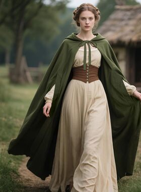 女士薄款披风黑色漏手连帽斗篷中世纪复古长披肩战士女巫法师长袍