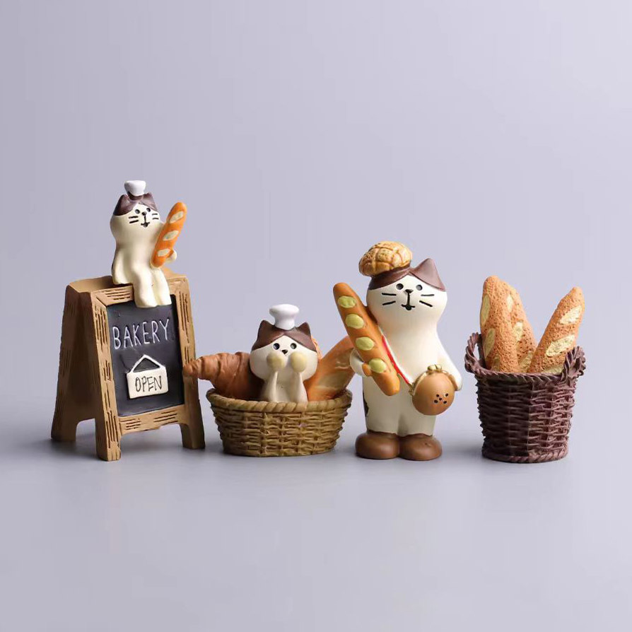 摆件 日式猫咪面包食玩公仔潮玩INS咖啡店装饰树脂工艺品 DIY