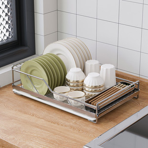 304不锈钢碗架沥水架消毒柜内沥水篮单层厨房碗碟盘子收纳置物架