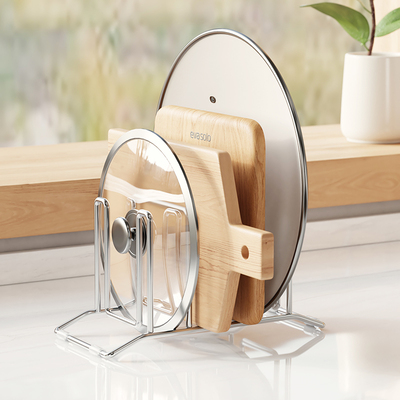 304不锈钢砧板架厨房台面锅盖菜板收纳架子家用加厚多功能置物架