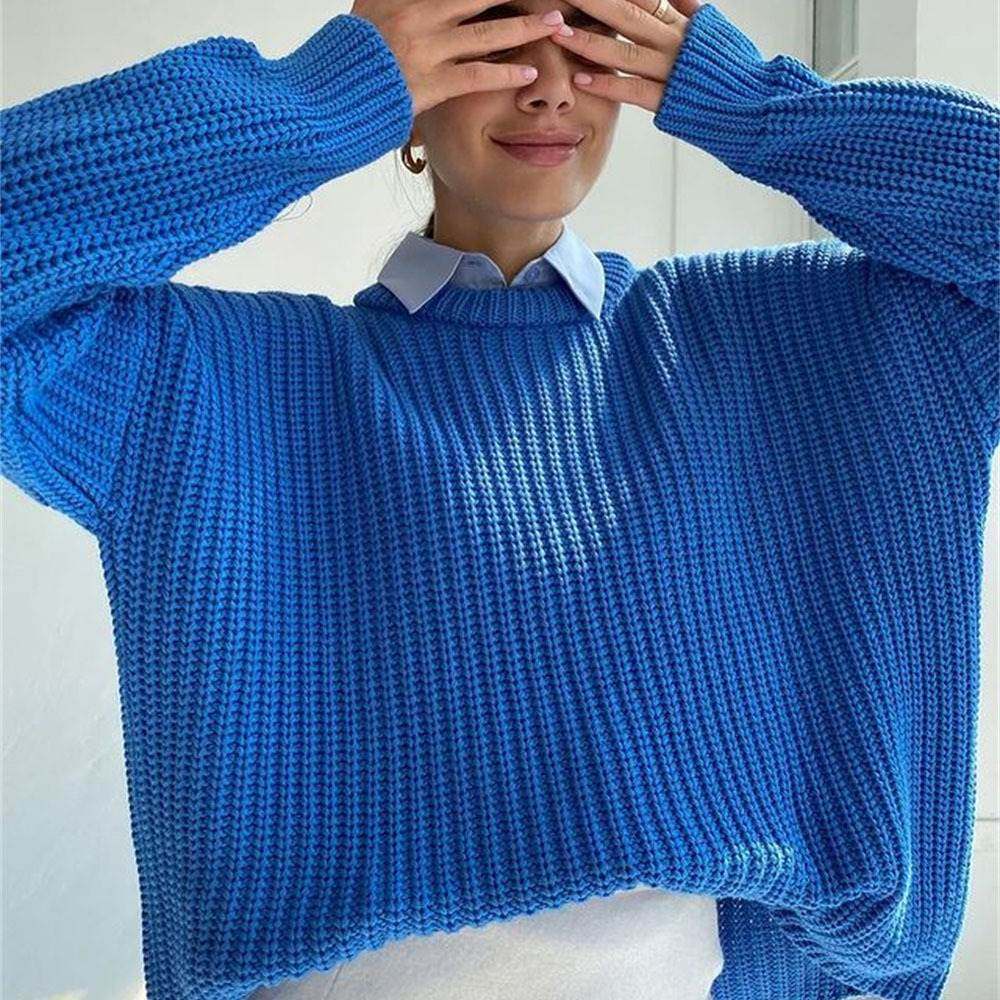 New loose sweater women outer wear knit sweater long sleeves
